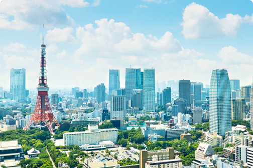 東京タワーと町並み