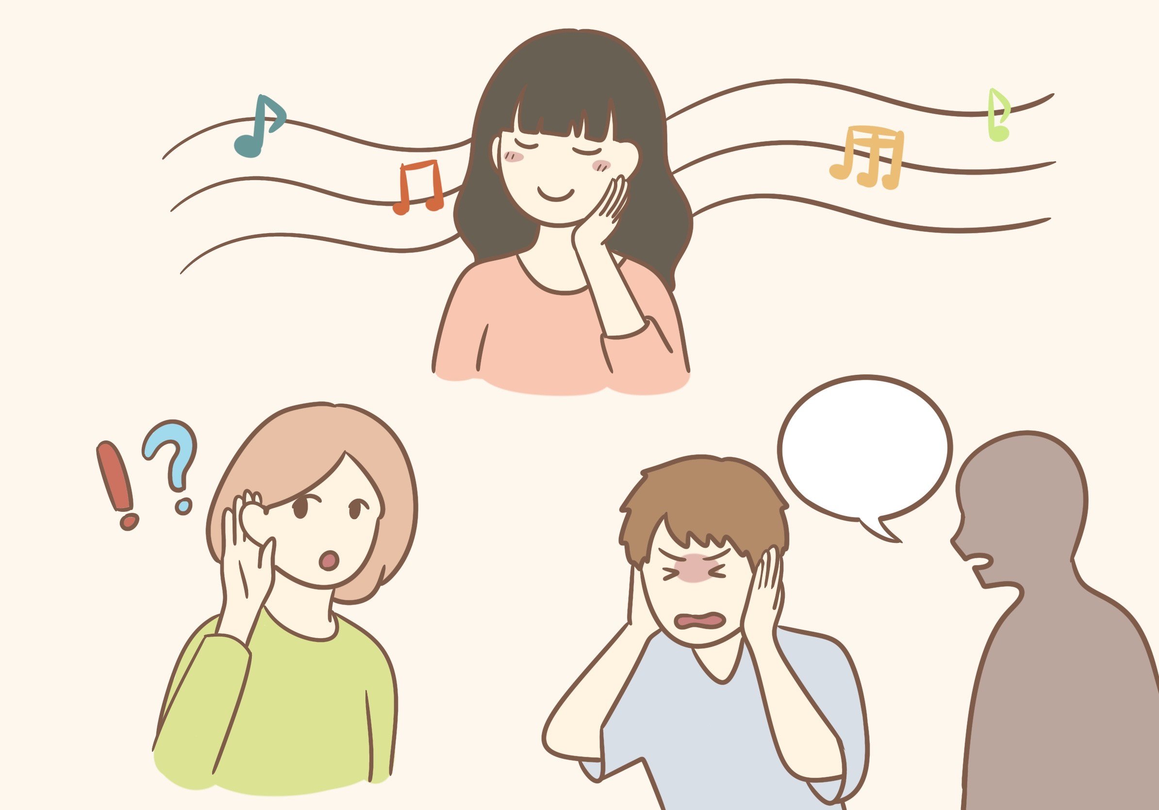 「耳」を使った慣用句について、やさしい日本語のイラスト