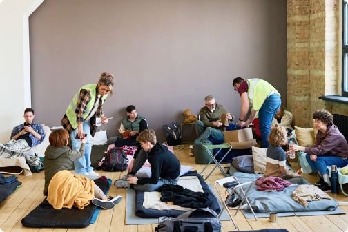 避難している様子