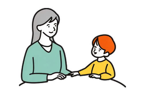 大人の女性と子供のイラスト